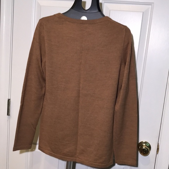 Ann Taylor LOFT Tunic Sweater Tan Size M w/ Long Sleeve Merino Acrylic Cashmere - Picture 4 of 5